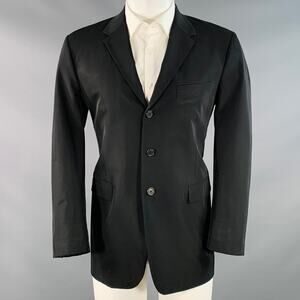 PRADA Size 40 Regular Black Polyester Blend Notch Lapel Three Button Sport Coat